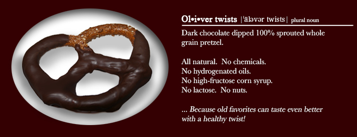 Oliver twists - Dark chocolate dipped 100% sprouted whole grain pretzel